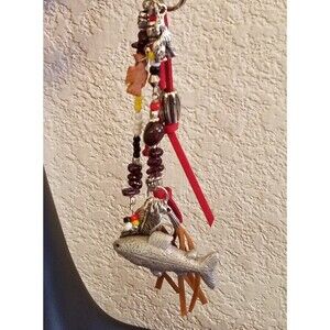 Sturgeon Key Ring Medicine Wheel Totem - Key Ring/Fob for Purse, Drum or Car